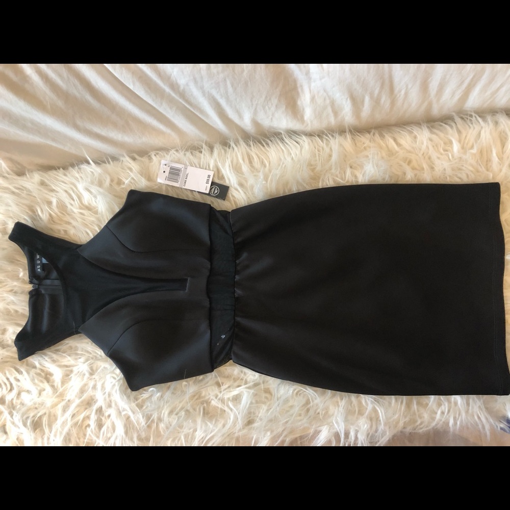 Sexy black mesh detail dress